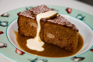 Packham Pear Cake with Butterscotch Sauce - Cheffing Around recipe of the month